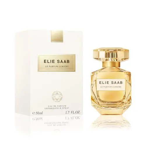 Produktbild: Elie Saab Le Parfum Lumière 50 ml – Eau de Parfum für Frauen – Blumiger Holziger Duft – Umwerfende Noten von Ylang Ylang, Jasmin und Amberholz – Transparentes Glasflakon
