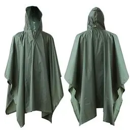 Produktbild: ElifeAcc Multifunktions-Regenmantel mit Kapuze Poncho - Wasserdichter Regenmantel, Zeltbodenmatte, Sonnenschutzplane, Perfekt für Outdoor-Aktivitäten Grün