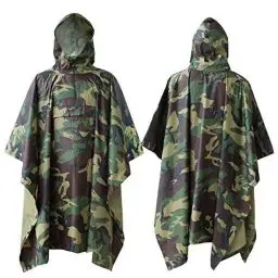 Produktbild: ElifeAcc Multifunktions-Regenmantel mit Kapuze Poncho - Wasserdichter Regenmantel, Zeltbodenmatte, Sonnenschutzplane, Perfekt für Outdoor-Aktivitäten (Upgrade Tarnen)