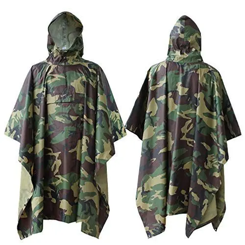 Produktbild: ElifeAcc Multifunktions-Regenmantel mit Kapuze Poncho - Wasserdichter Regenmantel, Zeltbodenmatte, Sonnenschutzplane, Perfekt für Outdoor-Aktivitäten (Upgrade Tarnen)