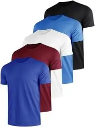 Produktbild: E-LIINJOYE 5 er Pack Sport Herren Tshirts Schnelltrocknend Atmungsaktive Männer Sommer Funktionsshirt Trainingsshirt Fitness Laufshirt Rundhals Kurzarm T Shirt Herren Set，3XL 5P2