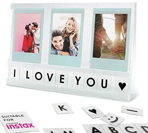 Produktbild: Elil Instax-Rahmen für Fujifilm Instax Mini-Filmzubehör, Acrylrahmen für den Schreibtisch, Instax-Bildanzeige mit personalisierter Nachricht, kompatibel mit Instax Mini, Instax Square und Wide Instax