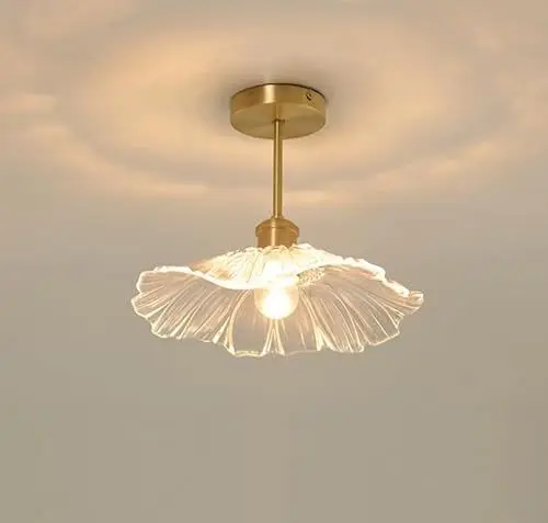Produktbild: ELINKUME LED Deckenleuchte,Kreativer Lotosblatt Pendelleuchte,E27 Home Decor Deckenlampe mit Aufhängungsstange,Klarem Acryl Lampenschirm für Flure,Schlafzimmer,Veranden,Küchen