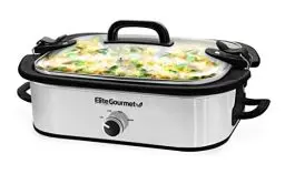 Produktbild: Elite Gourmet MST-5240SS Kasserolle-Schongarer, verschließbarer Deckel, einstellbare Temperatur, hält warm, ofen- und spülmaschinenfest, 3,3 l Fassungsvermögen, Edelstahl