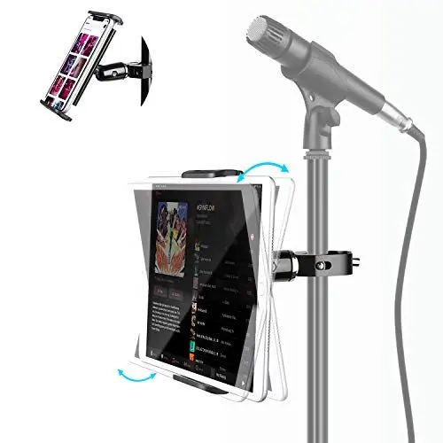 Produktbild: elitehood Metall Mikrofonständer Tablet Halterung, 360° Drehbar Tablet Mic Ständer Halterung, Tablet Halter für Mikrofon Musikstand Kompatibel mit iPad Mini Air Pro, Mehr 4-12.9” Tablets und Telefon