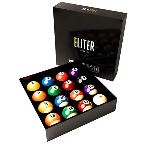 Produktbild: ELITER SPORTS Kompletter Satz Billardkugeln aus reinem Phenolharz - 16 offizielle Billardkugeln Größe 57,2mm für Wettkampf und Freizeit