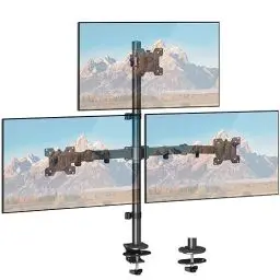 Produktbild: ELIVED Monitor Halterung 3 Monitore für 17-32 Zoll Bildschirme, Dreifach Monitor Arm, Höhenverstellbare Monitorhalterung, 80cm Hohe Stange, max. 8kg pro Arm, VESA 75/100mm, EV4013