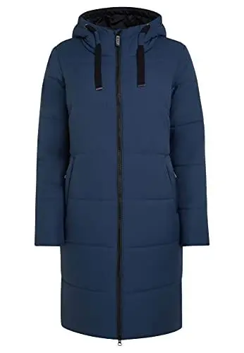 Produktbild: ELKLINE Damen Steppmantel Comfort | langer Wintermantel mit verstellbarer Kapuze | 2-Wege Reißverschluss mit Kinnschutz 2019060, Farbe:darkblue, Größe:40