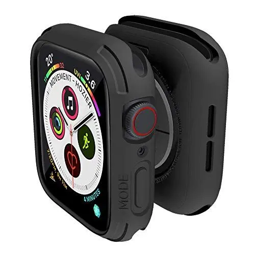 Produktbild: elkson Quattro robuste Herrenarmbänder für Apple Watch SE2 und iWatch Serie 6, 5, 4, Sport-Militär-Schutzhülle, sturzsicher, Schwarz