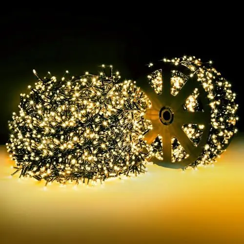 Produktbild: ELKTRY 1000 LED Lichterkette Außen 25M 8 Modi Weihnachtsbeleuchtung Außen innen Strom mit Stecker, Warmweiß Wasserdicht Cluster Lichterkette für Weihnachtsbaum Garten Party Geburtstag Hochzeit