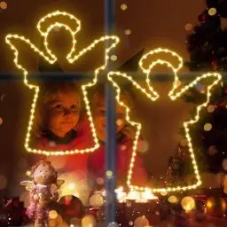 Produktbild: ELKTRY Fensterbeleuchtung Weihnachten,Weihnachtsdeko Fenster mit 2 Große Metall Engel,200LED Weihnachtsdeko Fenster Beleuchtet mit Timer,Innen Batterie Warmweiß 8 Modi Fensterbeleuchtung Weihnachten