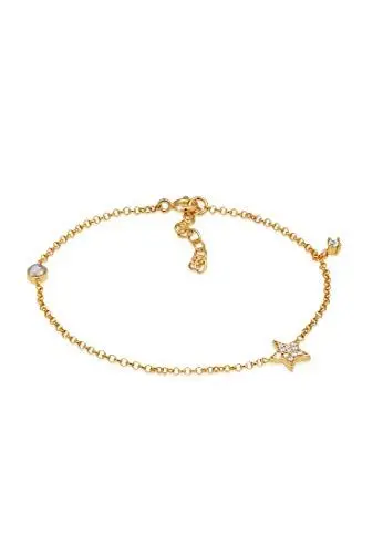 Produktbild: Elli Armband Damen Sterne Labradorit Edelstein mit Zirkonia Kristallen in 925 Sterling Silber Vergoldet