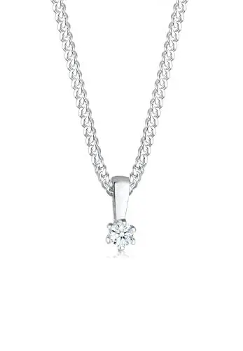 Produktbild: Elli DIAMONDS Halskette Damen Kreis Anhänger elegant mit Diamant (0.06 ct.) in 925 Sterling Silber