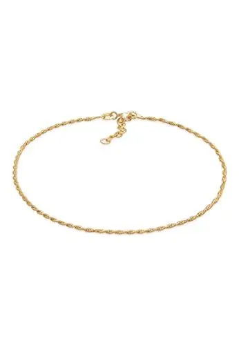 Produktbild: Elli Fußschmuck Damen Fußkettchen Kordel Gedreht Basic Zeitlos Trend Verstellbar in 925 Sterling Silber