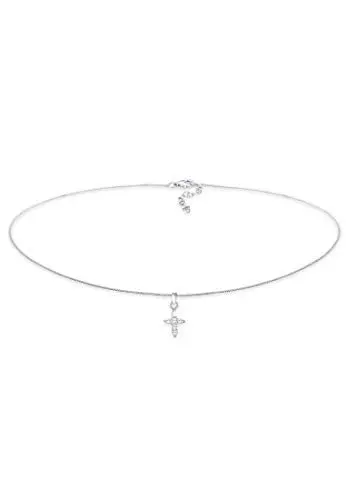 Produktbild: Elli Halskette Damen Choker Kreuz Religion mit Zirkonia Kristallen in 925 Sterling Silber