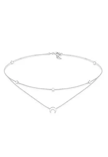 Produktbild: Elli Halskette Damen Choker Layer Astro Halbmond Sterne in 925 Sterling Silber