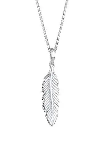 Produktbild: Elli Halskette Damen Feder Anhänger Boho Festival in 925 Sterling Silber Vergoldet