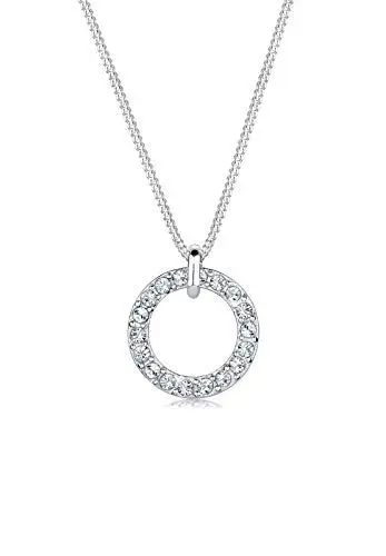 Produktbild: Elli Halskette Damen Solitär Kreis Anhänger mit Kristallen in 925 Sterling Silber