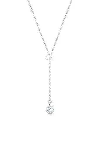 Produktbild: Elli Halskette Damen Herz Y-Kette Filigran Geo mit Kristallen in 925 Sterling Silber