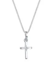 Produktbild: Elli Halskette Damen Kreuz Anhänger mit Sterngravur Filigran in 925 Sterling Silber