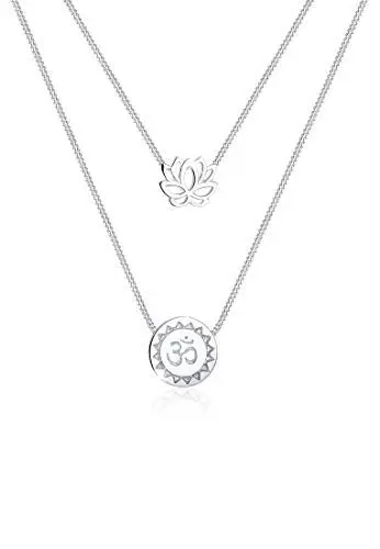 Produktbild: Elli Halskette Damen Lotusblume Om Mantra Symbol Layer-Look in 925 Sterling Silber