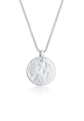 Produktbild: Elli Halskette Damen Plättchen Anhänger Gehämmert in 925 Sterling Silber Vergoldet