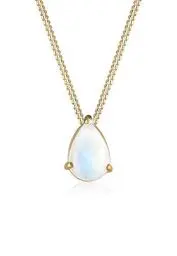 Produktbild: Elli Halskette Damen Tropfen Anhänger Elegant mit Mondstein in 925 Sterling Silber Vergoldet