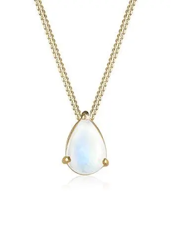 Produktbild: Elli Halskette Damen Tropfen Anhänger Elegant mit Mondstein in 925 Sterling Silber Vergoldet