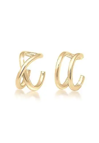 Produktbild: Elli Earcuff Set Silber 925 Vergoldet 24K Ohrmanschette Damen Ohrringe für Frauen Ohrklemme Wickleohrring Durchmesser 7mm Helix 0301693018