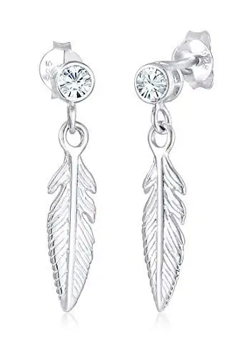 Produktbild: Elli Ohrringe Damen Feder Boho mit Kristalle in 925 Sterling Silber