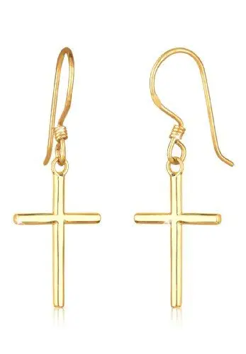 Produktbild: Elli Ohrringe Damen Kreuz Religiös Taufe in 925 Sterling Silber vergoldet