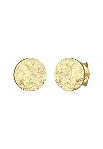 Produktbild: Elli Ohrringe Damen Ohrstecker Plättchen Gehämmert Antik Trend in 925 Sterling Silber