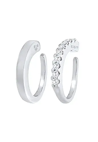 Produktbild: Elli Ohrringe Damen Single Earcuff Duo Trend Blogger mit Zirkonia Kristallen in 925 Sterling Silber
