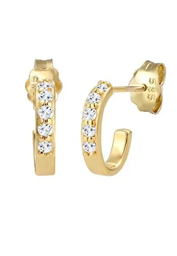 Produktbild: Elli PREMIUM Ohrringe Damen Creole Klassisch mit Topas Edelstein aus 585 Gelbgold