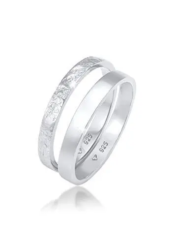 Produktbild: Elli Ring Damen Set Basic Look Gehämmert Kombinierbar in 925 Sterling Silber