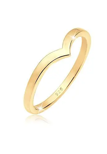 Produktbild: Elli Ring Damen V-Form Stacking Trend in 925 Sterling Silber Vergoldet