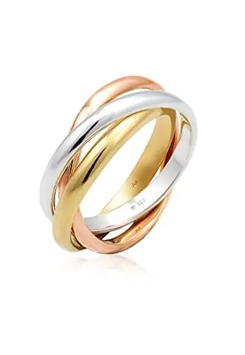 Produktbild: Elli Ring Damen Wickel Basic Tri-Color in 925 Sterling Silber