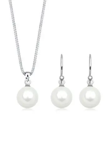 Produktbild: Elli Schmuckset Damen Set Basic mit Muschelkernperlen in 925 Sterling Silber