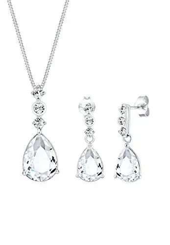 Produktbild: Elli PREMIUM Schmuckset Damen Tropfen Edel mit Kristallen in 925 Sterling Silber