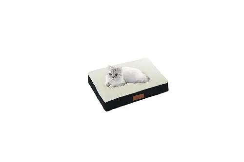 Produktbild: Ellie-Bo Hundebett für Innen, Matratze weich und waschbar, Bezug aus Kunst-Velours und Schaffell, Füllung: Polyesterfaser, für 61-cm-Hundekäfig, Größe S: 56 x 41 x 10 cm, in Schwarz und Weiß