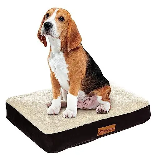 Produktbild: Ellie-Bo Hundebett für Innen, Matratze weich und waschbar, Bezug aus Kunst-Velours und Schaffell, Füllung: Polyesterfaser, für 91-cm-Hundekäfig, Größe L: 87 x 57 x 10 cm, in Schwarz und Weiß