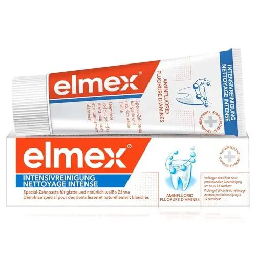 Produktbild: elmex Zahnpasta Intensivreinigung 50 ml – speziell für glatte und natürlich weiße Zähne – verlängert den Effekt einer professionellen Zahnreinigung