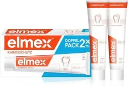 Produktbild: elmex Zahnpasta Kariesschutz 2x75ml – medizinische Zahnreinigung für hochwirksamen Kariesschutz – bietet zweifach aktives Kalzium-Fluorid Schutzschild für widerstandsfähige Zähne