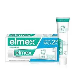 Produktbild: elmex Zahnpasta Sensitive 2x75ml – sanfte Zahnreinigung und Schutz für schmerzempfindliche Zähne – klinisch bestätigt für starke Zähne und gegen Karies