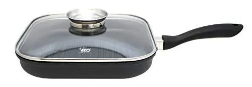 Produktbild: ELO Grillpfanne 28 x 28 cm mit Glasdeckel Alucast, Schwarz