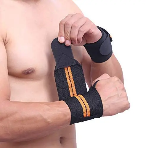 Produktbild: Elonglin Handgelenkschoner, verstellbare Handgelenkstütze, atmungsaktive Handgelenkstütze, für Fitness, Bankdrücken, Gewichtheben, Einheitsgröße für Linke und rechte Hand, Unisex, Orange Line