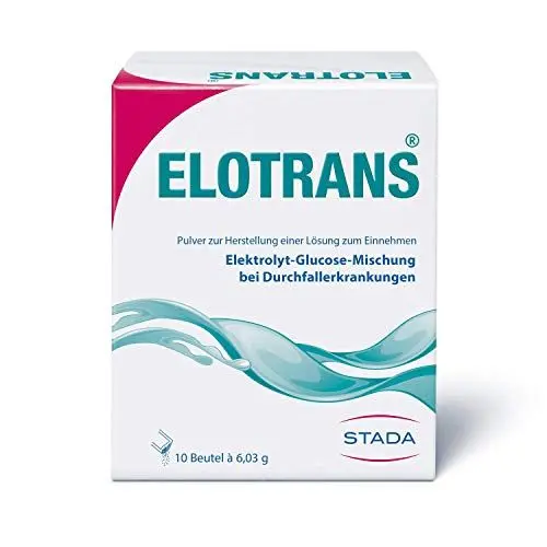 Produktbild: Elotrans Trinkpulver zur Elektrolyt- und Flüssigkeitszufuhr bei Durchfallbedingten Salz- und Wasserverlusten des Körpers, 10 Stück