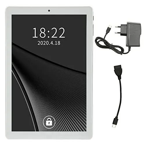 Produktbild: Elprico 10 Zoll Tablet, WiFi Tablet für Android 11 8 Core 3GB RAM 64GB ROM HD IPS Bildschirm 3G Netzwerk und 5G 100‑240V Silber