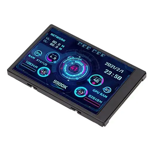Produktbild: Elprico 3,5-Zoll-IPS-USB-Minibildschirm, AIDA64 PC-CPU-RAM-Datenmonitor, PC-Sensorpanel-Anzeige, Temperaturmonitor für Computer, Temperaturüberwachung, 360°-Drehung, Energieeinsparung