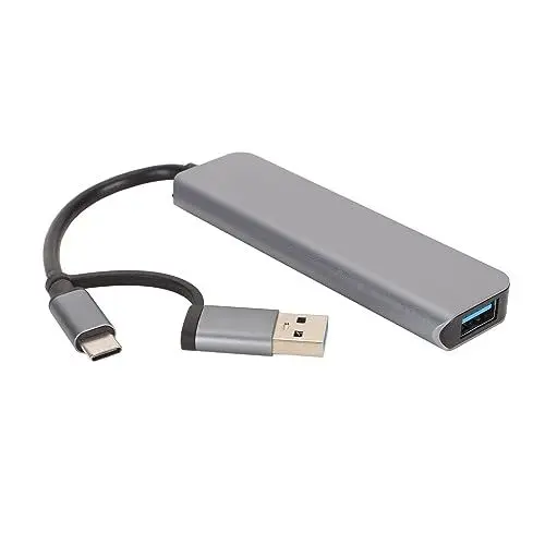 Produktbild: Elprico 5-in-1-USB3.0-Hub, 5-Gbit/s-Datenübertragung, Speicherkarten-Speicherkartenleser, USB-C-Hub, USB-Splitter, USB-C-Dongle, USB-Dockingstation